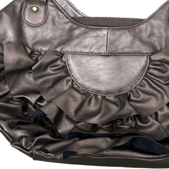 ANTHRO Lucky Penny Ruffle Bag NATURALIZER Tote Boho Purse Vintage Vegan Kawaii x - Picture 9 of 10